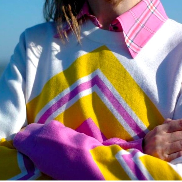 Paris Atelier & Other Stories Orange, Pink, and Yellow Crew Neck Sweater - Picture 4 of 11